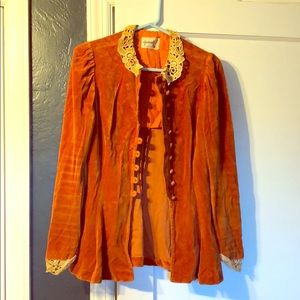 Vintage velvet sweater with lace detail